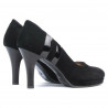 Escarpins élégants femme 1086 en daim noir + vernis noir