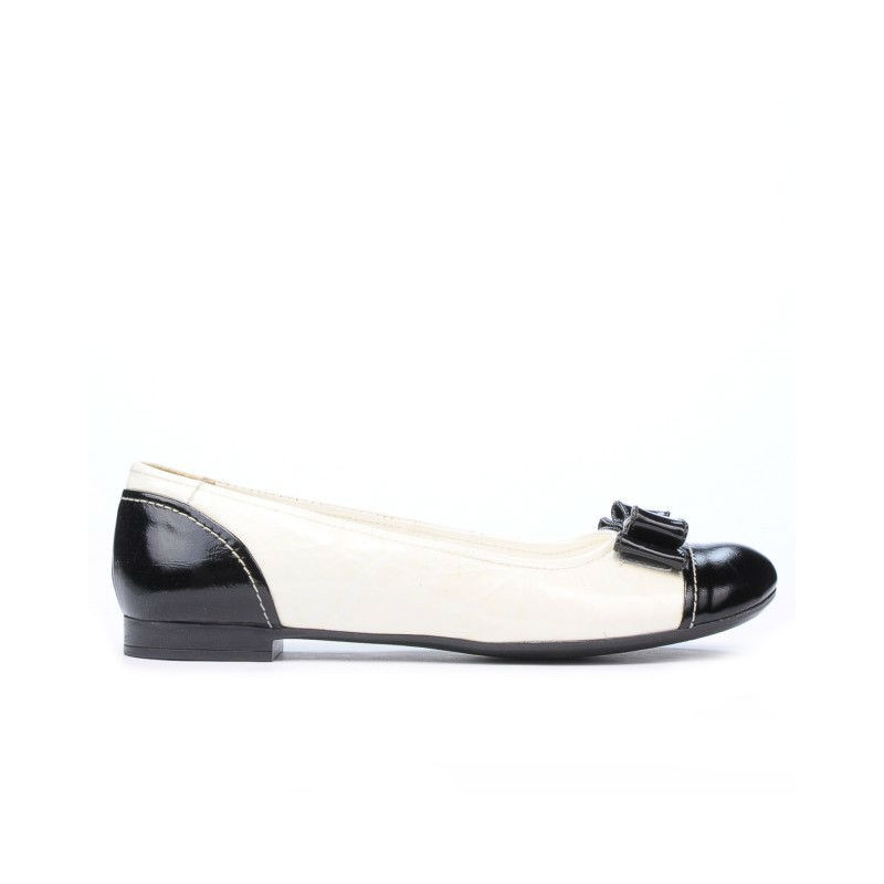 Ballerines femme 633 vernis noir+beige