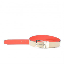 Ceinture femme 02m bicolore cs rouge+beige