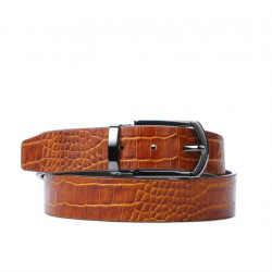 Ceinture hommes 12b croco marron cognac