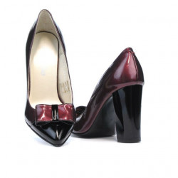 Chaussures élégantes femme 1262 vernis bordeaux+noir