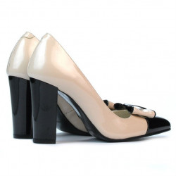 Chaussures élégantes femme 1262 vernis beige+noir
