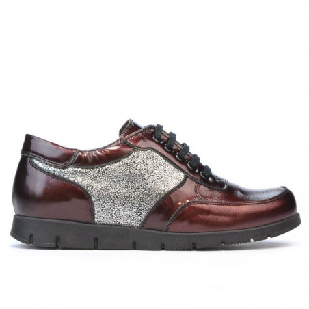 Baskets femme 682 verni bordeaux combiné