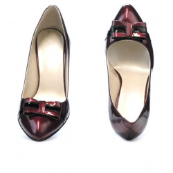 Chaussures élégantes femme 1263 vernis bordeaux+noir