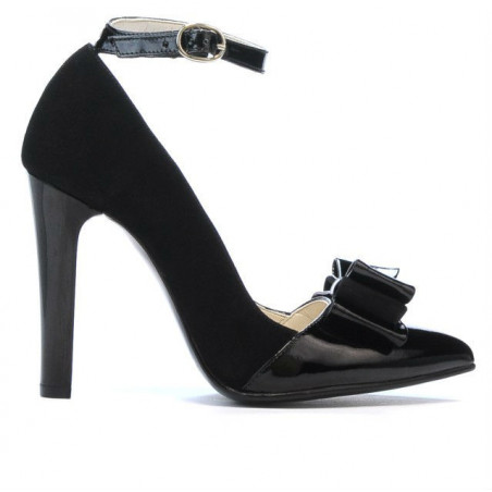 Chaussures élégantes femme 1264 noir antilope + vernis noir