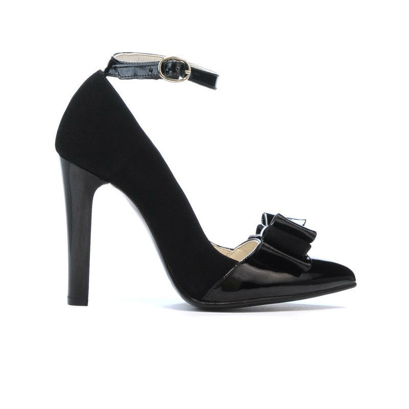 Chaussures élégantes femme 1264 noir antilope + vernis noir