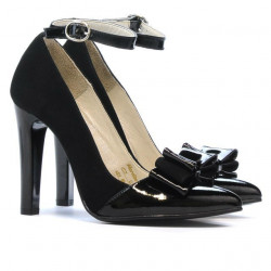 Chaussures élégantes femme 1264 noir antilope + vernis noir