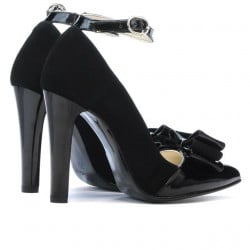 Chaussures élégantes femme 1264 noir antilope + vernis noir