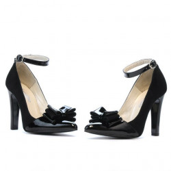 Chaussures élégantes femme 1264 noir antilope + vernis noir