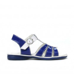 Sandales enfants petits 53c vernis bleu+blanc