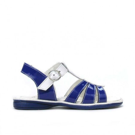 Sandales enfants petits 53c vernis bleu+blanc