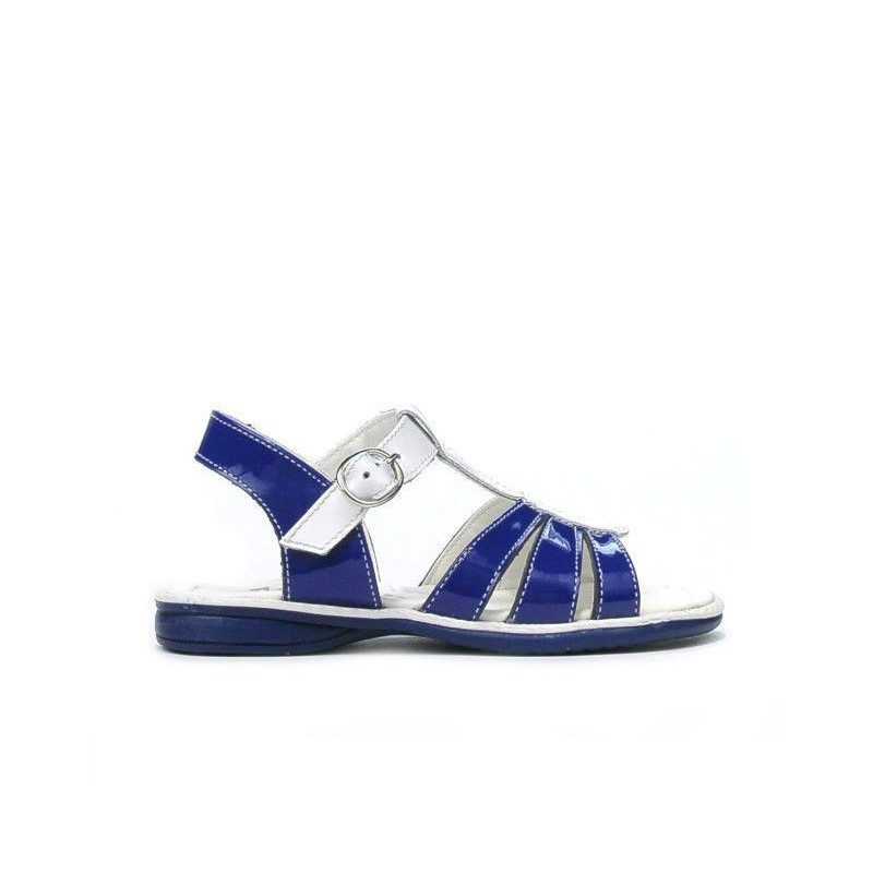 Sandales enfants petits 53c vernis bleu+blanc