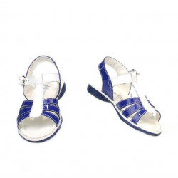 Sandales enfants petits 53c vernis bleu+blanc
