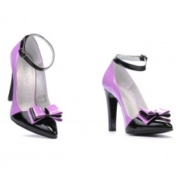 Chaussures élégantes femme 1264 vernis violet+noir
