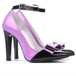 Chaussures élégantes femme 1264 vernis violet+noir