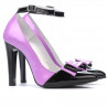 Chaussures élégantes femme 1264 vernis violet+noir