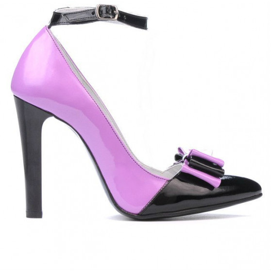 Chaussures élégantes femme 1264 vernis violet+noir
