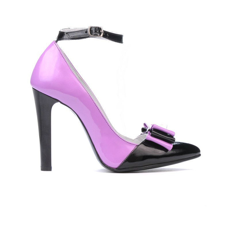 Chaussures élégantes femme 1264 vernis violet+noir