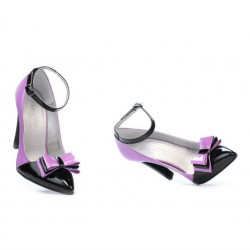 Chaussures élégantes femme 1264 vernis violet+noir