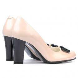 Chaussures élégantes femme 1245 vernis ivoire+noir