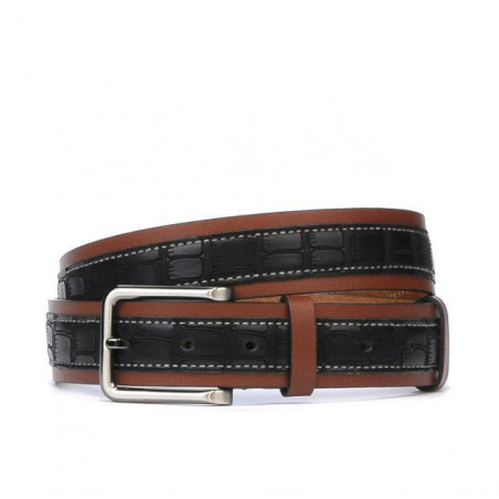 Ceinture hommes 18b croco noir+marron