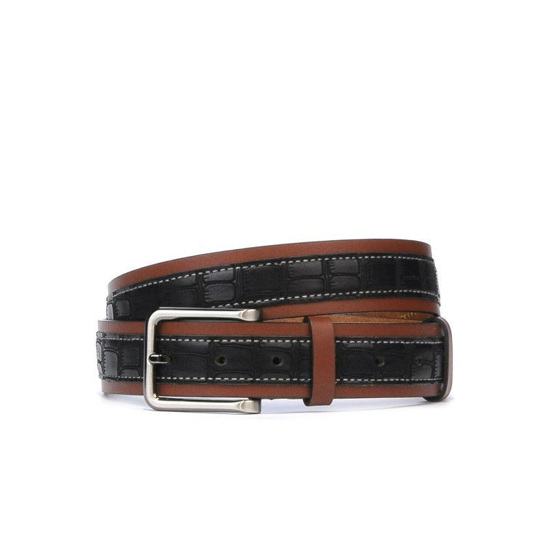 Ceinture hommes 18b croco noir+marron
