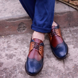 Chaussures décontractées / élégantes hommes 874 indigo+marron
