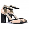 Sandales femme 1266 verni ivoire+noir