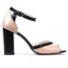 Sandales femme 1266 verni ivoire+noir