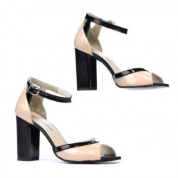 Sandales femme 1266 verni ivoire+noir