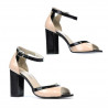 Sandales femme 1266 verni ivoire+noir