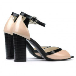 Sandales femme 1266 verni ivoire+noir