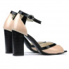 Sandales femme 1266 verni ivoire+noir