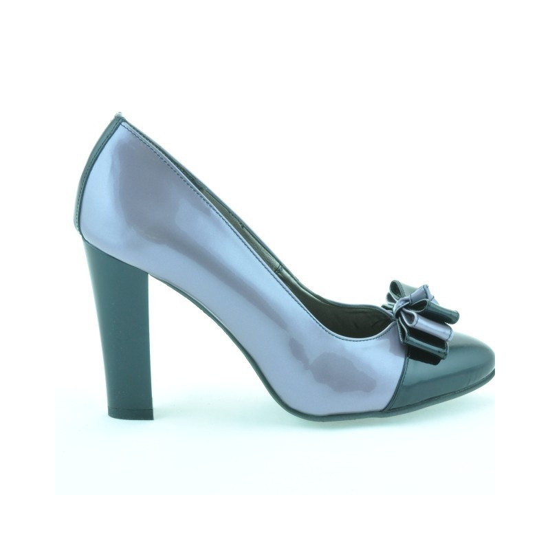 Chaussures élégantes femme 1226 vernis violet clair + noir