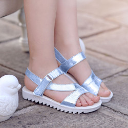 Sandales enfants 525 bleu argenté lifestyle