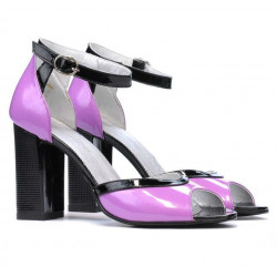 Sandales femme 1266 vernis violet+noir