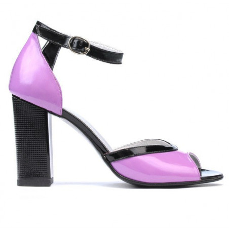 Sandales femme 1266 vernis violet+noir