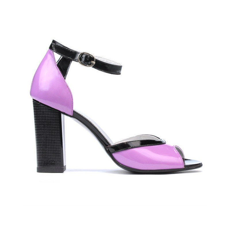 Sandales femme 1266 vernis violet+noir