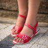 Sandales enfants 524 vernis rouge corail