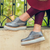 Chaussures décontractées femme 683-1 gris nacré combiné