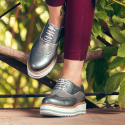 Chaussures décontractées femme 683-1 gris nacré combiné