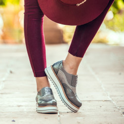 Chaussures décontractées femme 683-1 gris nacré combiné
