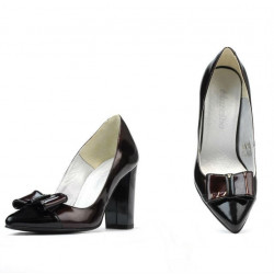 Chaussures élégantes femme 1262 vernis bordeaux satiné + vernis noir