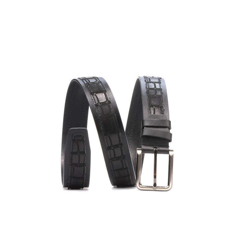 Ceinture hommes 18b noir+croco noir