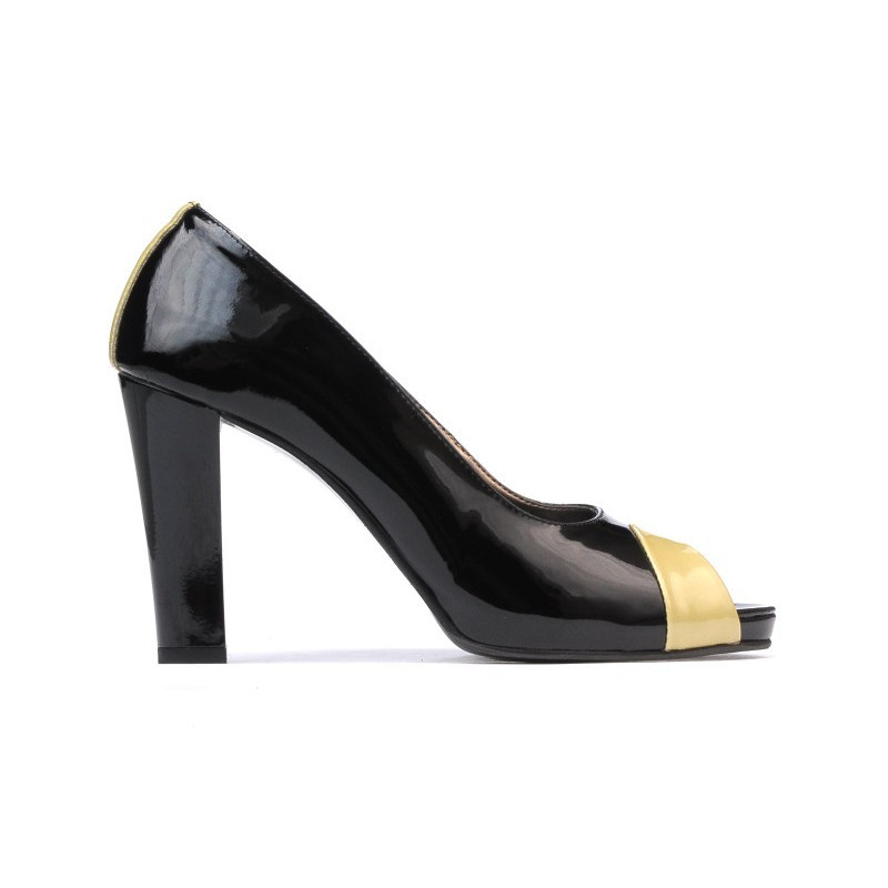 Sandales femme 1219 vernis noir+beige