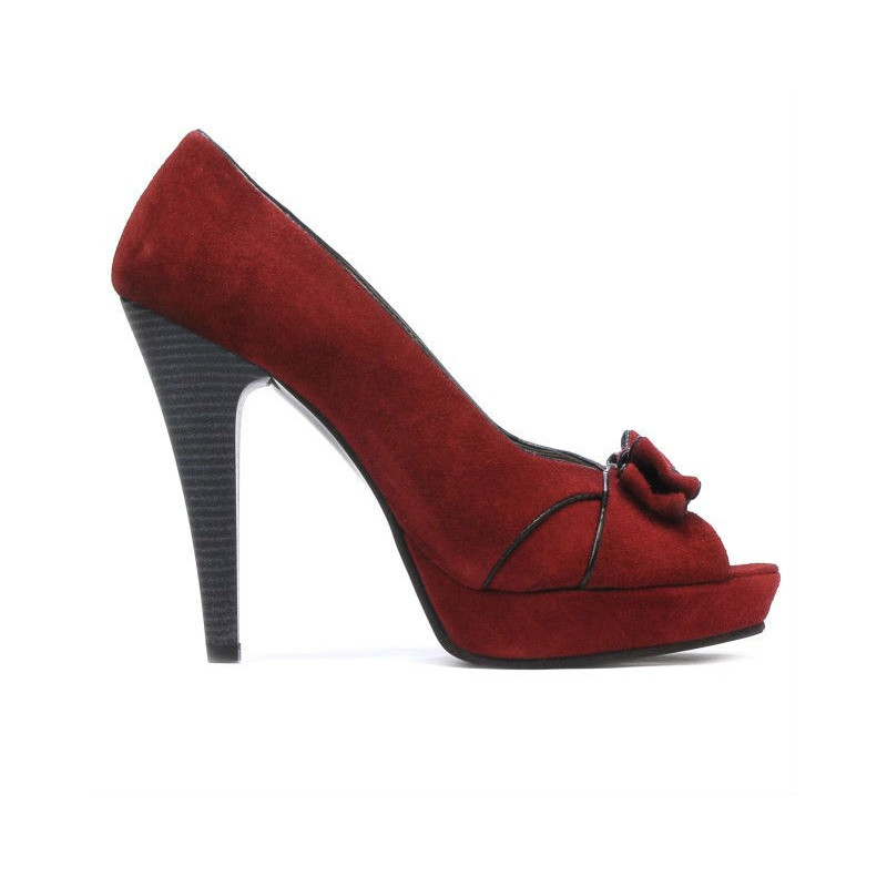 Sandales femme 1099 bordeaux antilope+noir