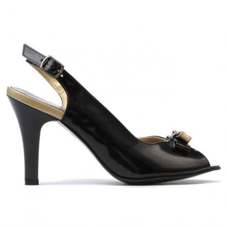 Sandales femme 1224 vernis noir+beige