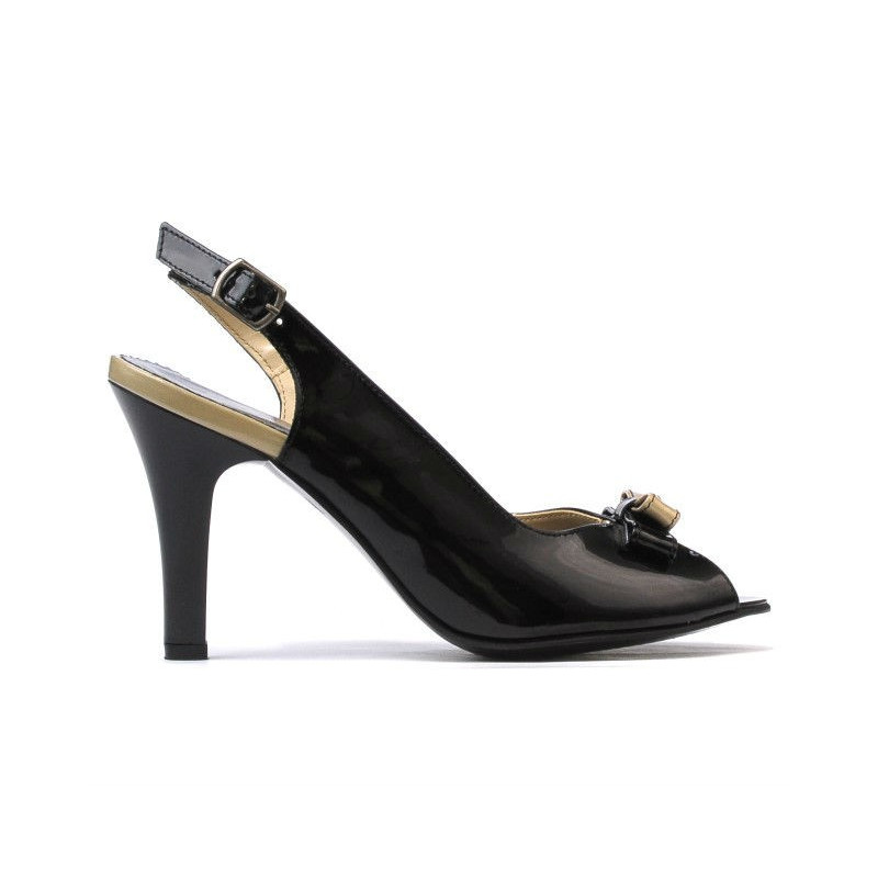 Sandales femme 1224 vernis noir+beige