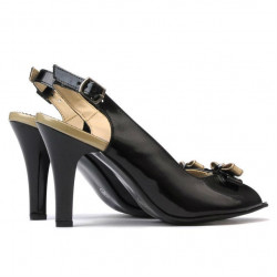 Sandales femme 1224 vernis noir+beige