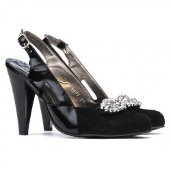 Sandales femme 1077 noir antilope+vernis noir